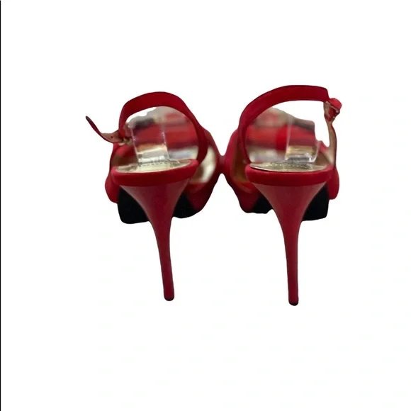 ERROL ARENDZ DUSUD Red Suede Leather Peep Toe Sling Back Stilettos US Size 10 - Picture 2 of 6